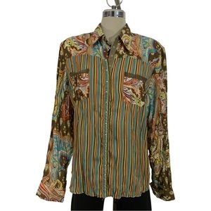 JAIPUR Long Sleeves Multicolour striped Blouse Size XL